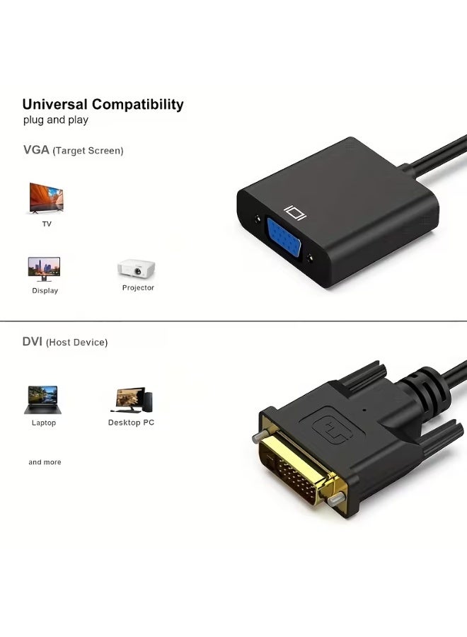 كابل محول بدقة Full HD 1080P: محول من DVI-D (25 سنًا) إلى VGA، ومحول DVI-D (24+1) إلى VGA (من ذكر إلى أنثى) لأجهزة الكمبيوتر المكتبية والمحمولة. - Image 5