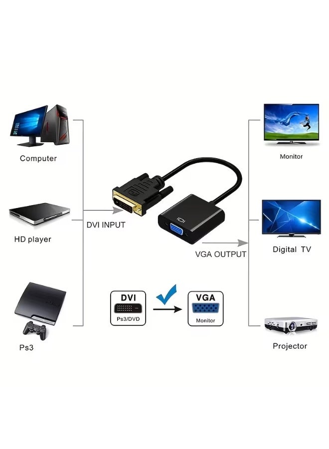 كابل محول بدقة Full HD 1080P: محول من DVI-D (25 سنًا) إلى VGA، ومحول DVI-D (24+1) إلى VGA (من ذكر إلى أنثى) لأجهزة الكمبيوتر المكتبية والمحمولة. - Image 3