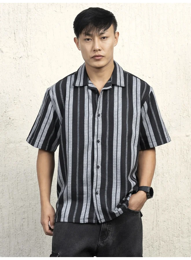 Hubberholme Men's Multicolor Oversized Shirt - Vibrant and Trendy Loose Fit