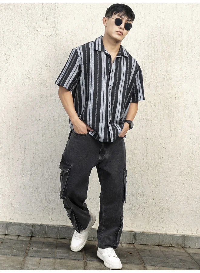 Hubberholme Men's Multicolor Oversized Shirt - Vibrant and Trendy Loose Fit