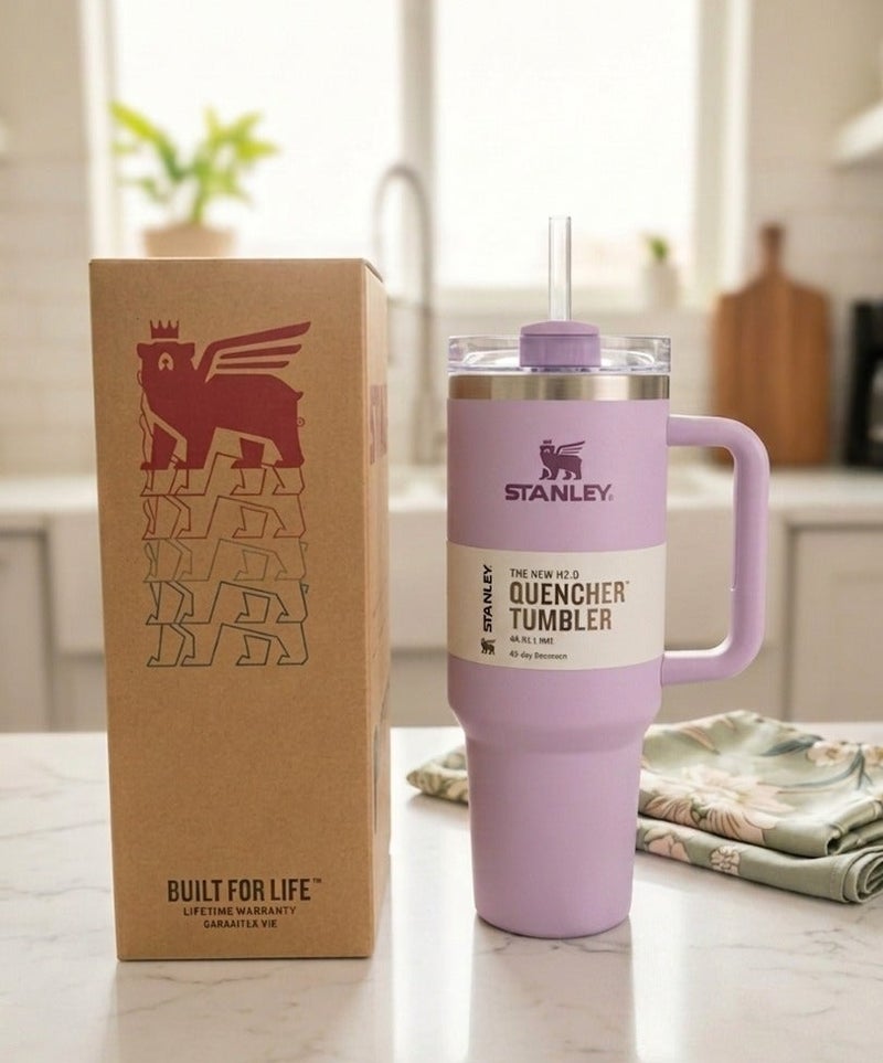 Stanley Stainless Steel Mug, (40 OZ) Stainless Steel Mug with Straw and Handle, Insulated Mug with Lid Travel Mug, Stainless Steel Coffee Mug for Hot Iced Drinks, Travel Mug with Handle - Image 1