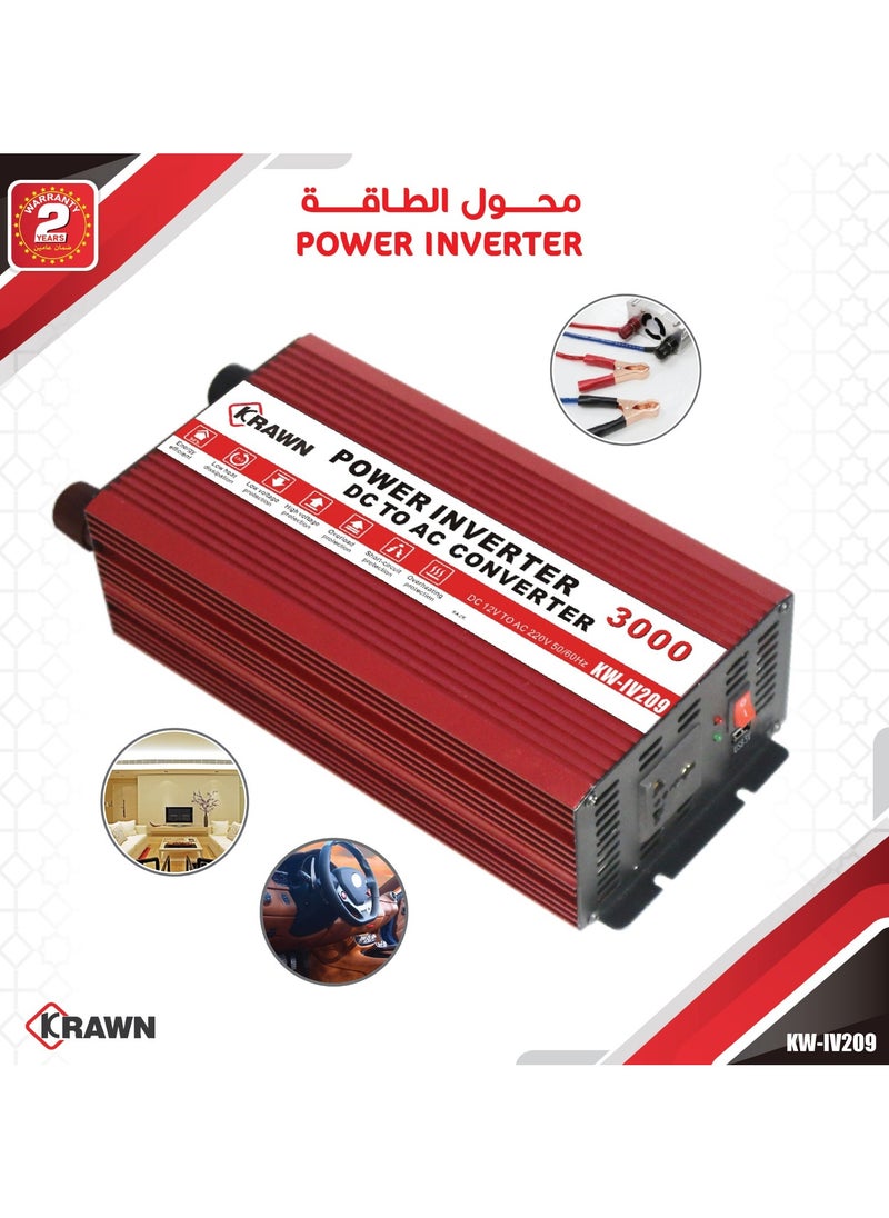 KRAWN Power Inverter Dc To Ac Converter 3000w High Frequency Watt Power Charger Inverter 