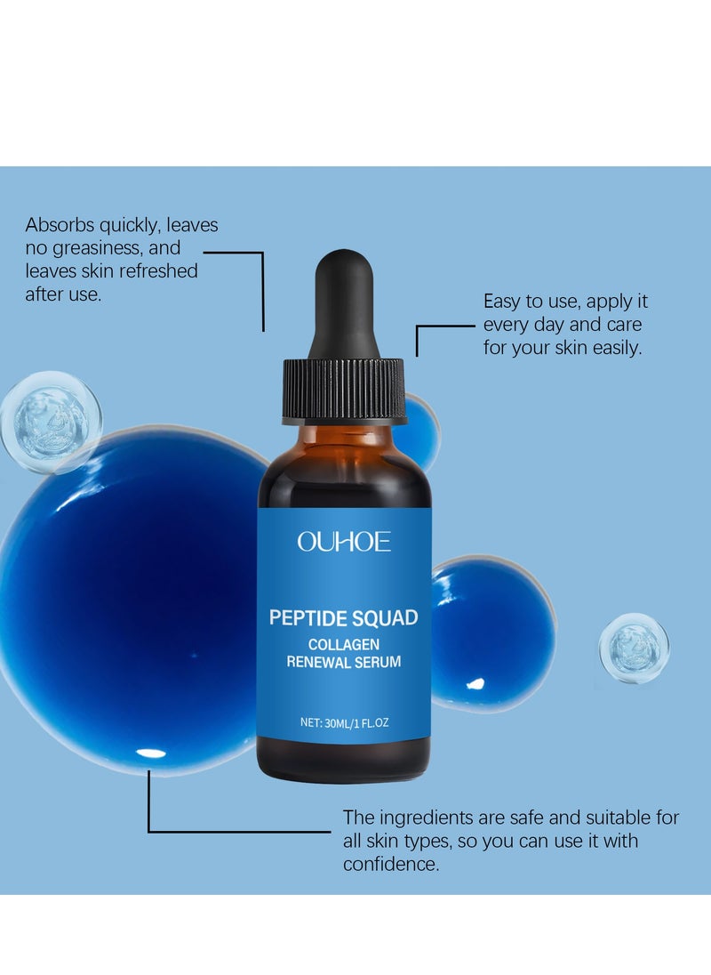 OUHOE - Peptide Squad Collagen Renewal Serum, Anti-Aging Serum for Face with Copper Peptides, Argireline, and Matrixyl 3000, Hydrating Peptide Serum for Wrinkles, Fine Lines, and Skin Elasticity 30ML - Image 1