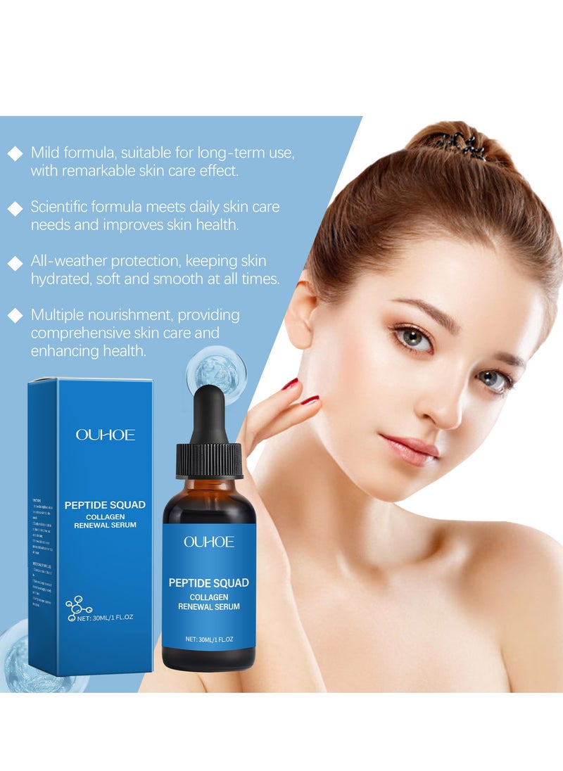 OUHOE - Peptide Squad Collagen Renewal Serum, Anti-Aging Serum for Face with Copper Peptides, Argireline, and Matrixyl 3000, Hydrating Peptide Serum for Wrinkles, Fine Lines, and Skin Elasticity 30ML - Image 1