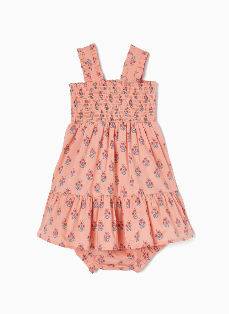 Zippy Strappy Dress + Bloomers with Floral Pattern for Baby Girls