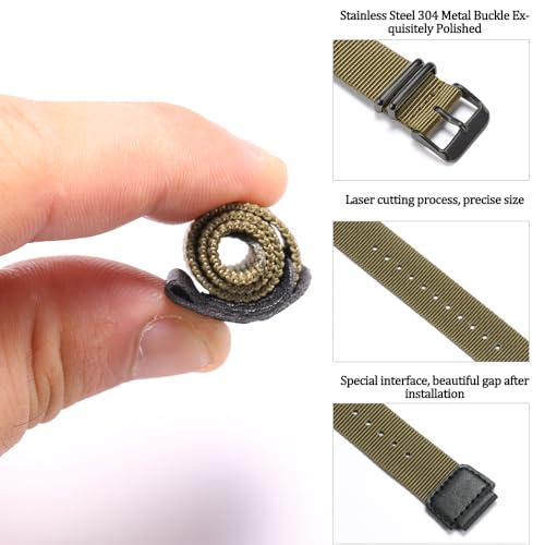 MCXGL Nylon watch strap Compatible with Casio AE1200WH AE-1000 SGW-300H SGW-400 AQ-S810W 18mm Men's Replacement Leather Watch band stainless steel ring (Army Buckle) - Image 4