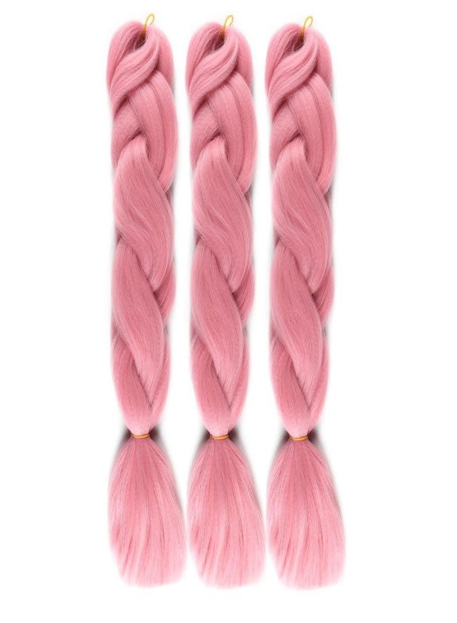 wome Jumbo Braiding Hair 24Inch Synthetic Braid for Crochet Box Twist Hair for Women and Girls Packs Pre Stretched Box Braids Colorful Pink Twist Soft Braiding Hair Extensions - Image 2