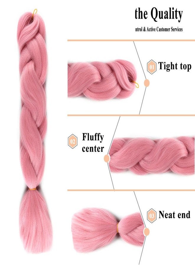 wome Jumbo Braiding Hair 24Inch Synthetic Braid for Crochet Box Twist Hair for Women and Girls Packs Pre Stretched Box Braids Colorful Pink Twist Soft Braiding Hair Extensions - Image 5