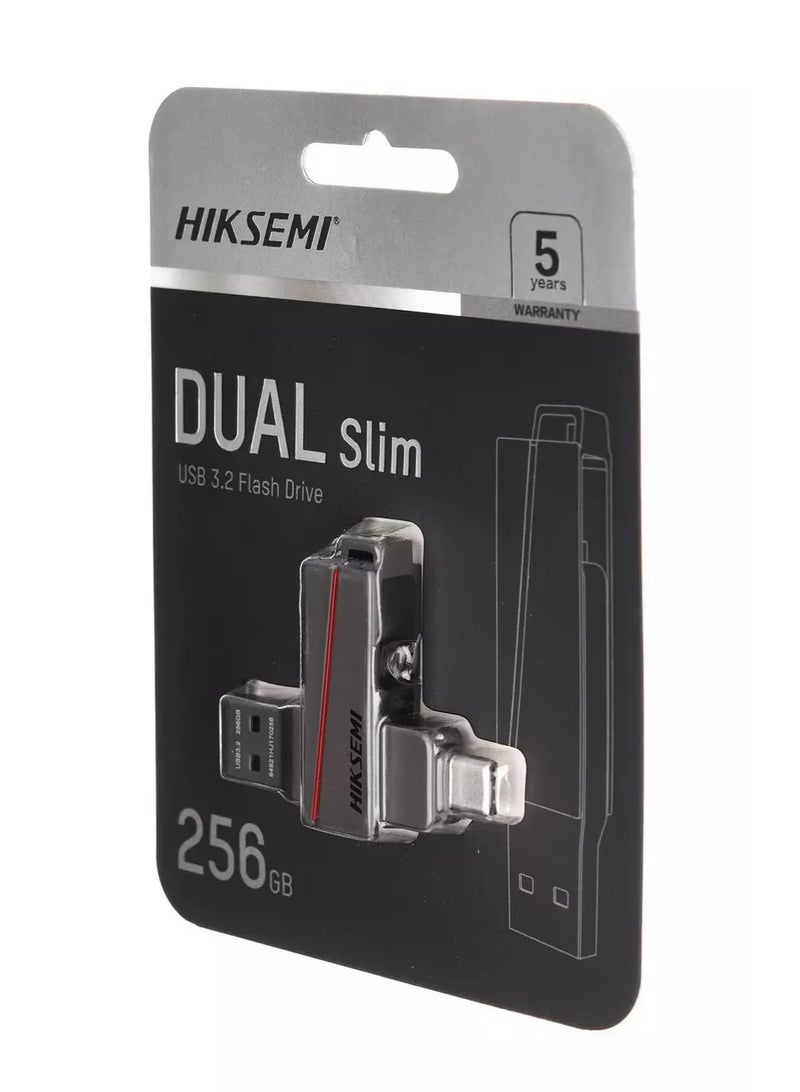 HIKSEMI 256GB DUAL SLIM Mini Size TypeC USB 32 Gray - Image 2
