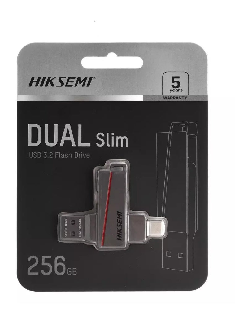 HIKSEMI 256GB DUAL SLIM Mini Size TypeC USB 32 Gray - Image 1