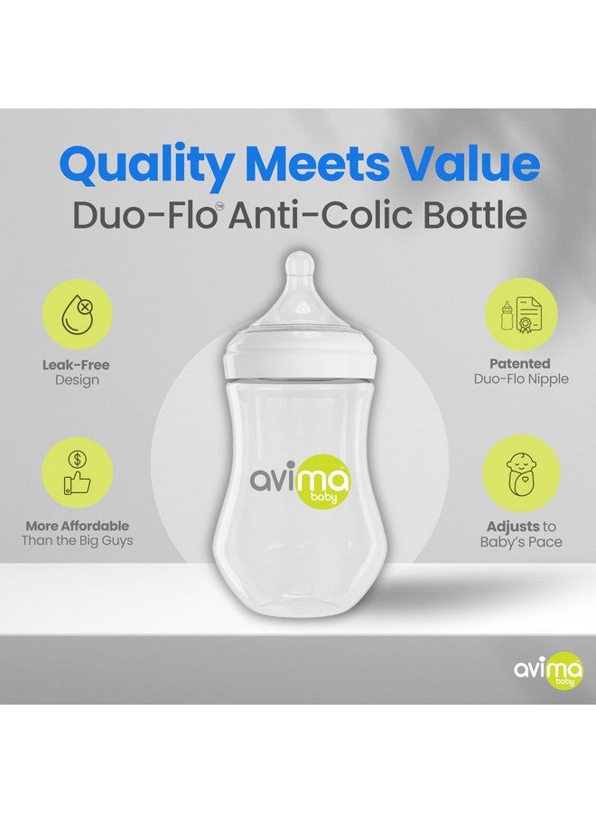 Avima Baby 9 oz Anti Colic Baby Bottles for Breastfed Babies - Medium Flow Nipples, Wide Neck Bottles, BPA Free - 3-6 Months, Stage 2 (Set of 6) - Image 4