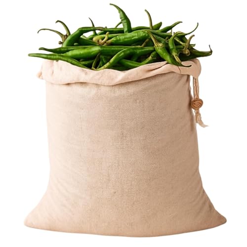 RNTR Cotton & Jute Reusable Fridge Storage Bags for Fruits & Vegetables – Multi-Size Drawstring Bags for Eco-Friendly Food Storage (Set of 12) - Image 4