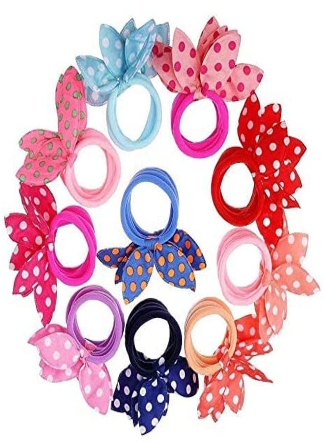 IBDA 12 PIECES Hair Scrunchies Rabbit Bunny Ear Bow knot Scrunchie Scrunchy Bobbles Elastic Hair Ties Bands Ponytail Holder - Image 2