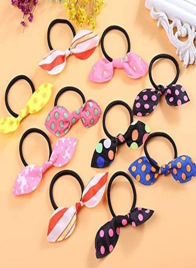 IBDA 12 PIECES Hair Scrunchies Rabbit Bunny Ear Bow knot Scrunchie Scrunchy Bobbles Elastic Hair Ties Bands Ponytail Holder - Image 3
