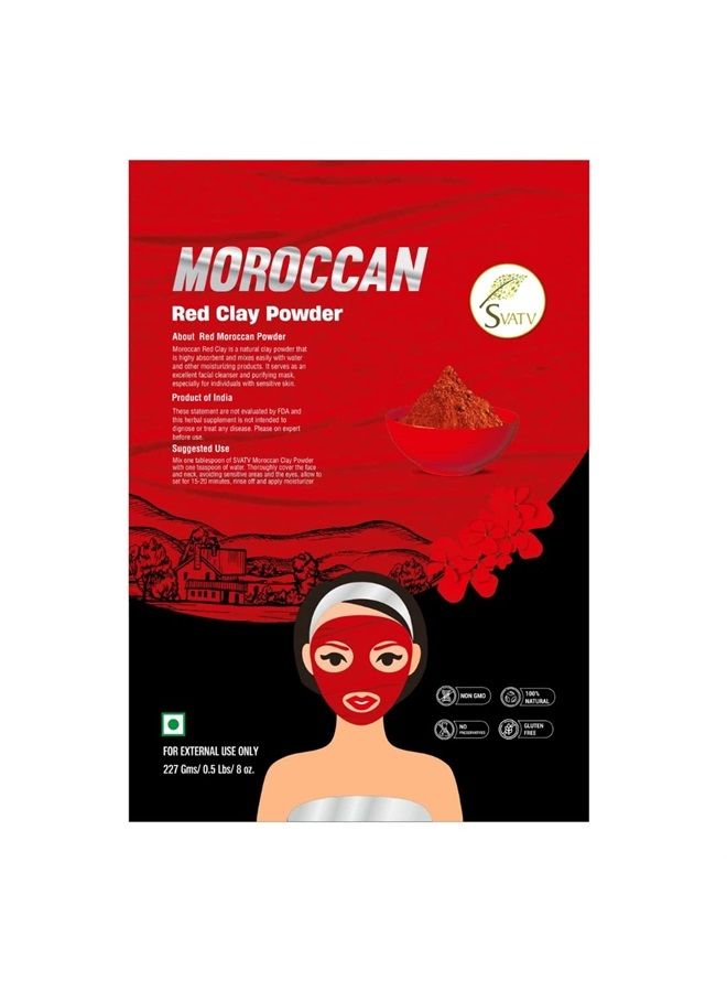 SVATV Red Moroccan Clay Powder | Red Clay | Skin Firming | Hair Mask | Face Scrub | Deeply Cleanses Pores & Purifies | Skin Care Detox -227 Gram, Half Pound, 8 Ounce - Image 2