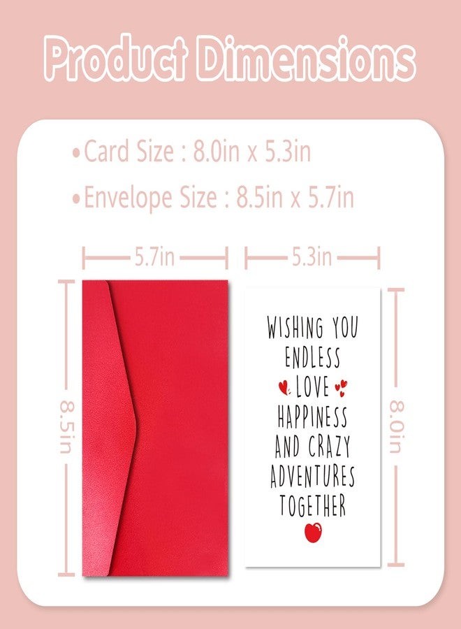 Pstyteos Funny Romantic Wedding Card for Bride Groom, Wishing You Endless Love Happiness and Crazy Adventures Together, 8 in x 5.3 in Greeting Card with Red Envelope and Sticker - Image 2