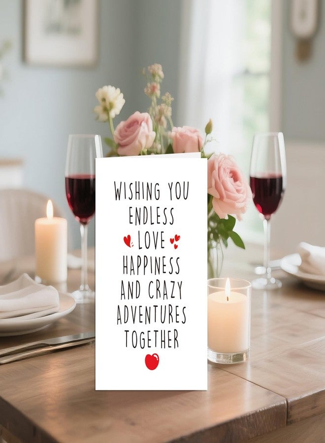 Pstyteos Funny Romantic Wedding Card for Bride Groom, Wishing You Endless Love Happiness and Crazy Adventures Together, 8 in x 5.3 in Greeting Card with Red Envelope and Sticker - Image 5
