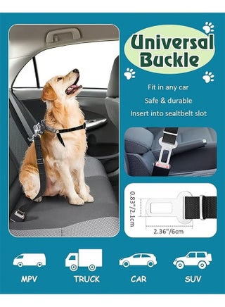2 Pcs Premium Car Seat Belt for Dogs Cats Pets Active Pets Dog Car Harness Pack Dog Seatbelts Adjustable Safety Heavy Duty Elastic Lead Harness for Cars Trucks Travel Tether Belt for Small & Large Dogs - view 2