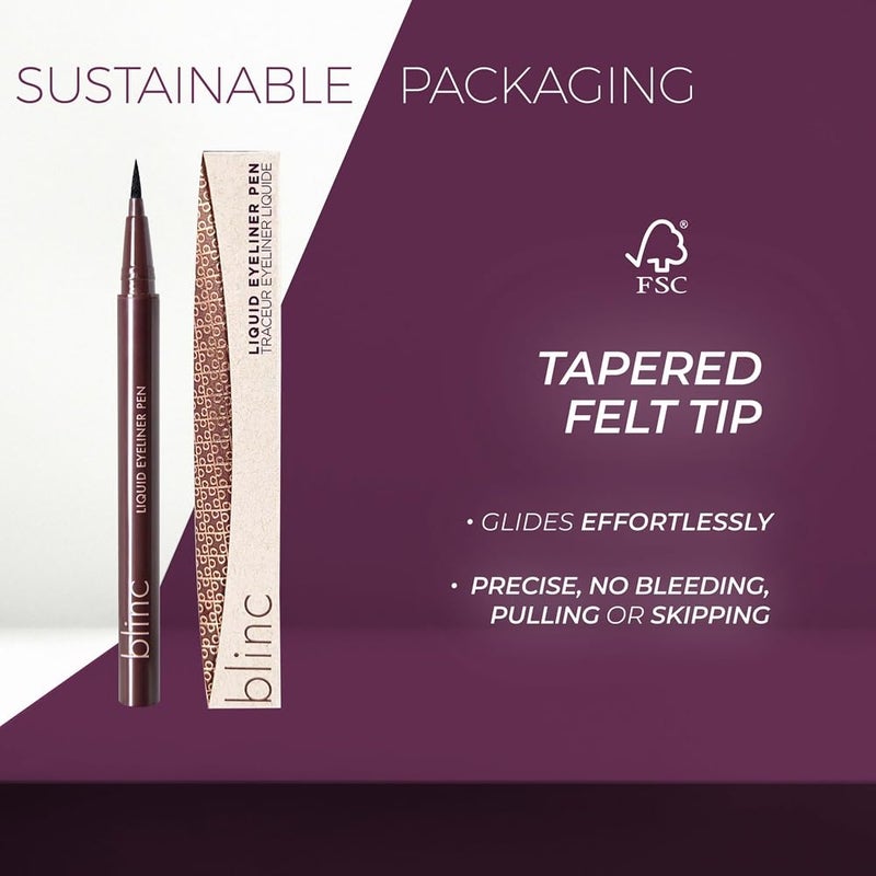 blinc Liquid Eyeliner Pen | Soft Black Semi-Matte Finish | Water Resistant & Ultra-Longwearing | Easy Tubing Technology Removal | Vegan & Cruelty-Free | 0.5ml / 0.01 Fl. Oz - Image 5