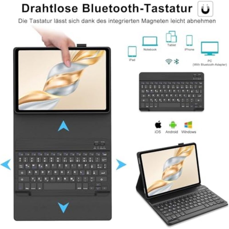 Arabic and English Keyboard Case for Honor Pad X9a 11.5-inch 2025 Model, Magnetic Detachable Bluetooth keyboard and Wireless Mouse, Three Adjustable Angle for Efficient Office Study,X9a - Image 2