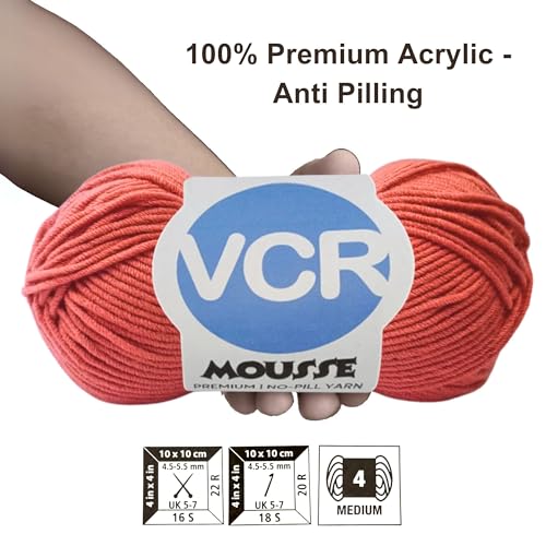 VCR 4ply Light Gajri Yarn, 100 Grams Hank, 190 Meters Length, Acrylic Ball for Crochet and Knitting, Soft Crosia Threads, Pack of 1 Yarn, Suitable for DIY Crafts - Image 3