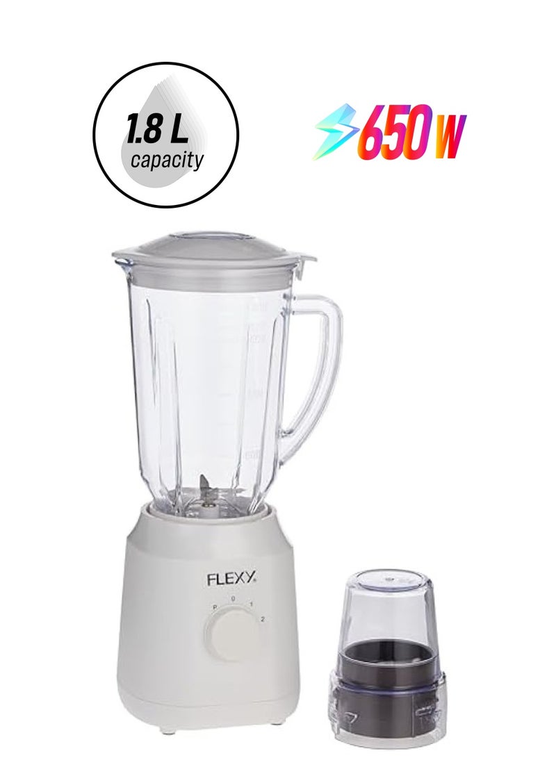فليكسي خلاط 650 واط 2 في 1، دورق 1800 مل ومطحنة 50 جرام مع ضمان المحرك لمدة عامين، FB2211GC - Image 1