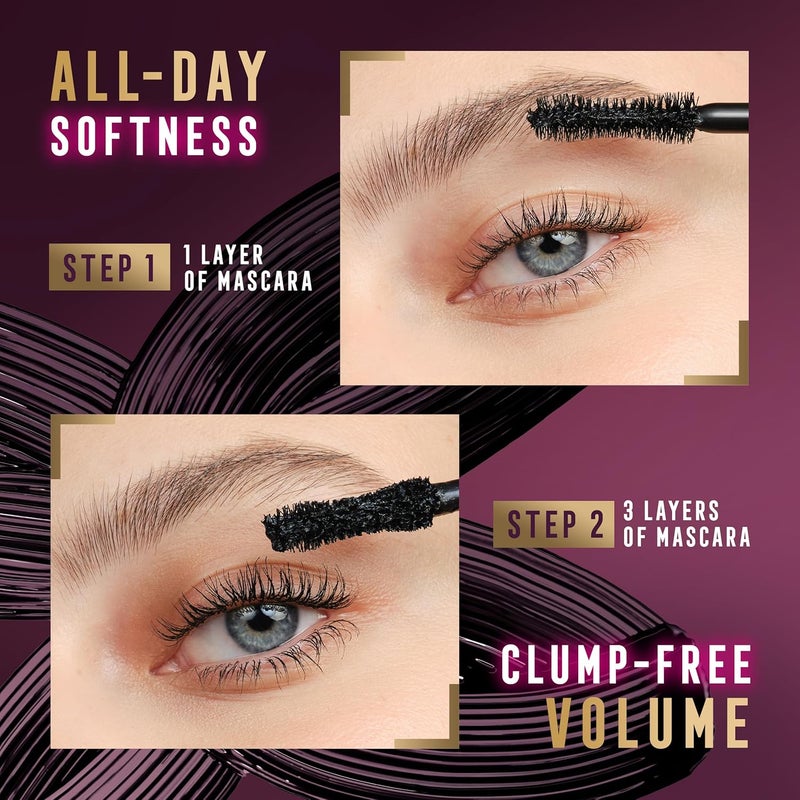 Max Factor Divine Lashes Mascara Rich Black 001, Ultimate Volume, Flutter Technology, 420-Fibre Silhouette Brush, Smooth & Clump Free, All Day Wear - Image 5
