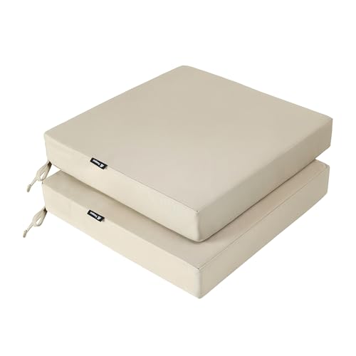 Favoyard Patio Chair Cushions 185 x 16 x 3 Inch Waterproof Outdoor Seat Cushions for Patio Furniture 3Year Color Fastness Garden Sofa Couch Chair Pads with Handle Adjustable Straps Set of 2 Beige - Image 1
