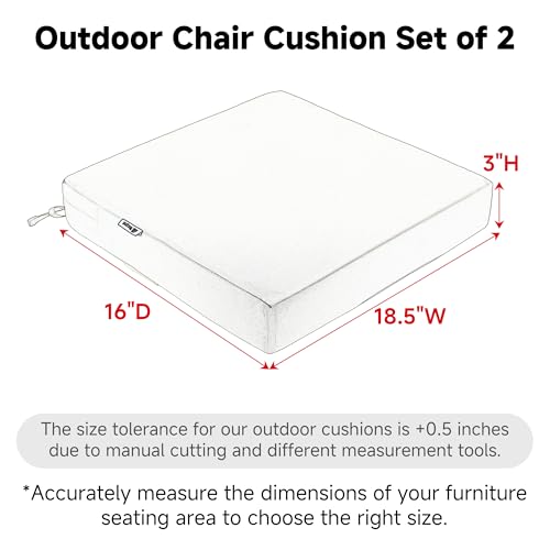 Favoyard Patio Chair Cushions 185 x 16 x 3 Inch Waterproof Outdoor Seat Cushions for Patio Furniture 3Year Color Fastness Garden Sofa Couch Chair Pads with Handle Adjustable Straps Set of 2 Beige - Image 3