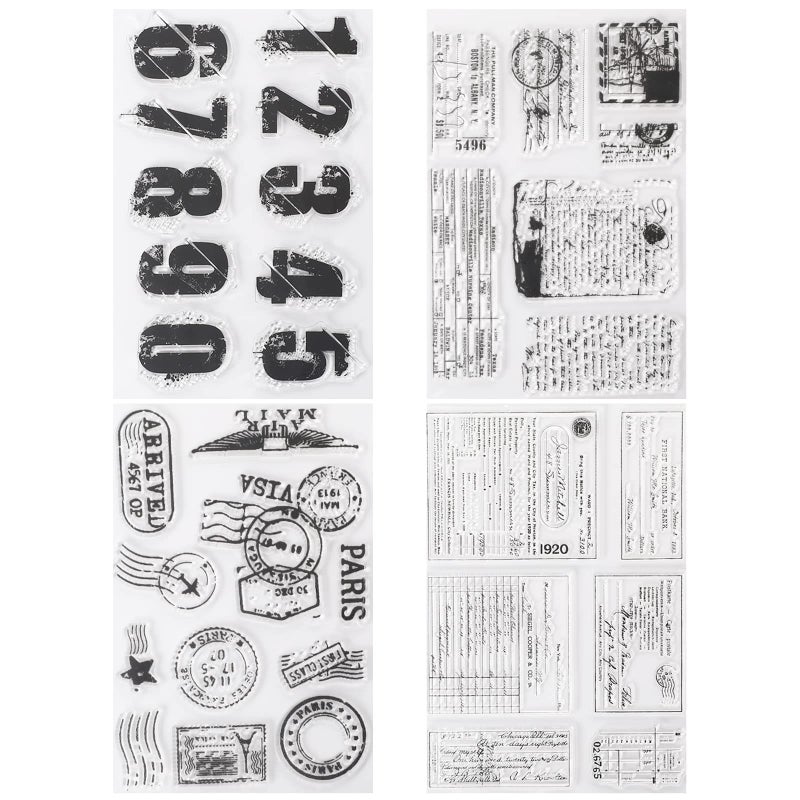 Sliverdew 4 Themes 34Pcs Clear Rubber Stamps  Retro Vintage Stamps for DIY Crafts Card Making  Scrapbooking