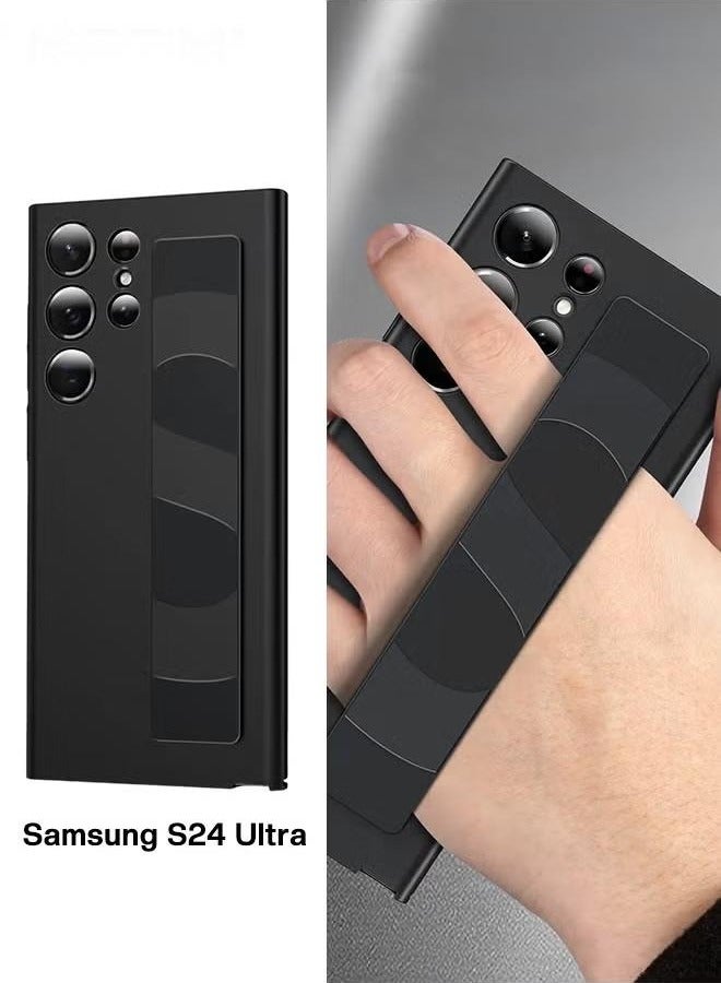 Samsung Galaxy S24 Ultra Case Cover Standing Grip Case, Wrist Strap Design, Full Protection Built-In Camera, Shockproof Bumper Drop Protection Protective Case - Image 2