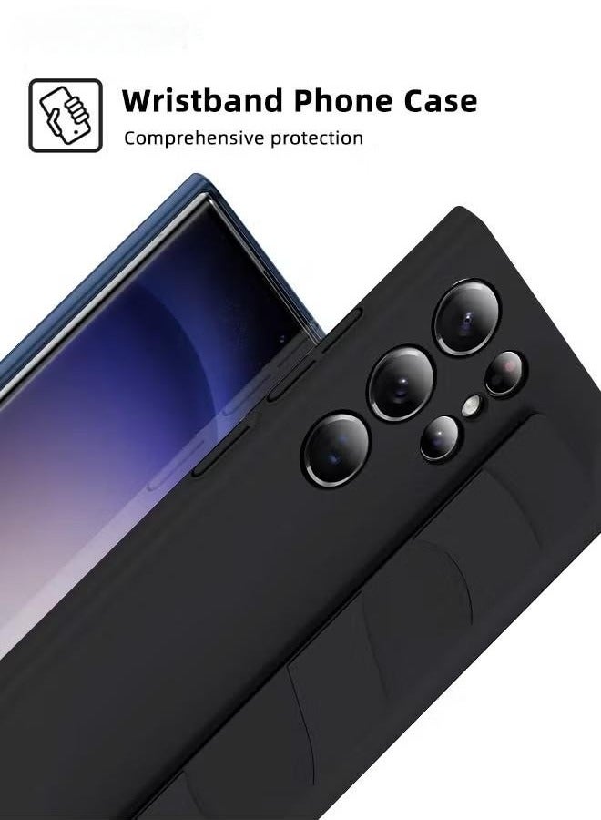 Samsung Galaxy S24 Ultra Case Cover Standing Grip Case, Wrist Strap Design, Full Protection Built-In Camera, Shockproof Bumper Drop Protection Protective Case - Image 4