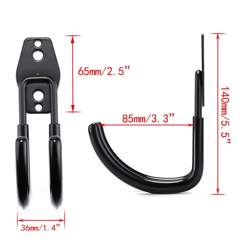 JUXYES JUXYES Pack of 2 Wall Mounted Garden Hose Holder, Heavy Duty Water Hose Storage Organizer Pipe Reel Holder Hanger, Car Hose and Cord Hanger Bracket Bracing with Screws and Expansion Bolt (Black)  - Image 2
