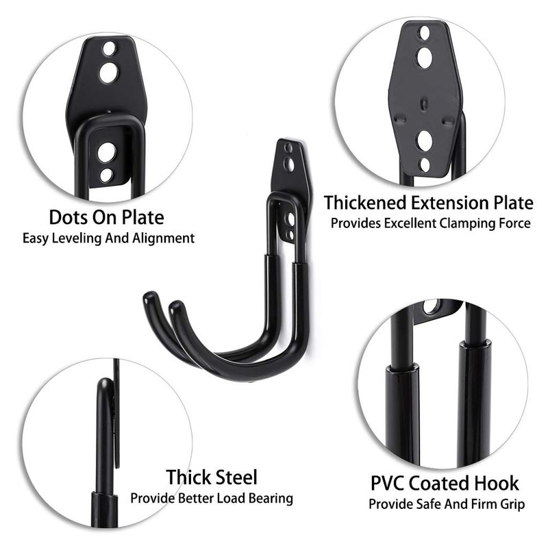 JUXYES JUXYES Pack of 2 Wall Mounted Garden Hose Holder, Heavy Duty Water Hose Storage Organizer Pipe Reel Holder Hanger, Car Hose and Cord Hanger Bracket Bracing with Screws and Expansion Bolt (Black)  - Image 3