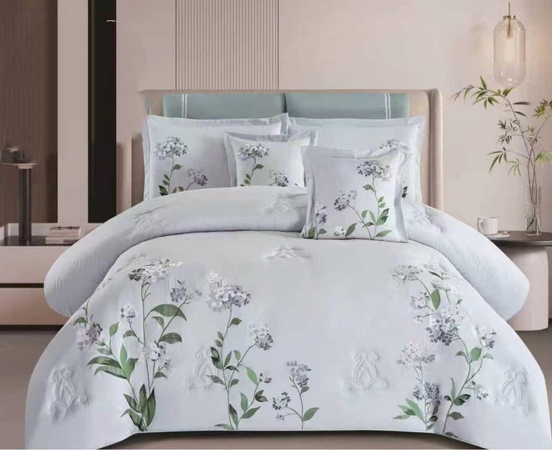 طقم مفرش نفرين صيفي دانتيل راقي وجودة عالية 8 قطع مقاس 240*260 سم