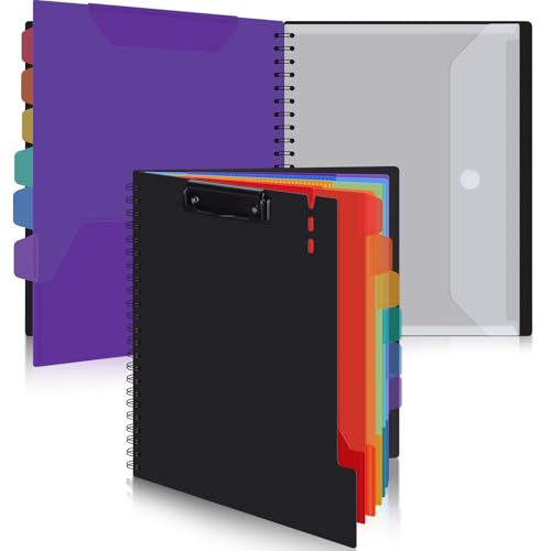 Uquelic Clipboard with Folder Organizer, 12 Pockets Project Organizer - Refillable Lined Notepad (11" x 8.5"), Hardcover Project Organizer with Stay-Put Tabs (Macaron 1 Pack) - Image 1