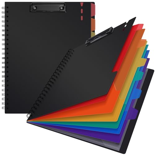 Uquelic Clipboard with Folder Organizer, 12 Pockets Project Organizer - Refillable Lined Notepad (11" x 8.5"), Hardcover Project Organizer with Stay-Put Tabs (Macaron 1 Pack) - Image 2