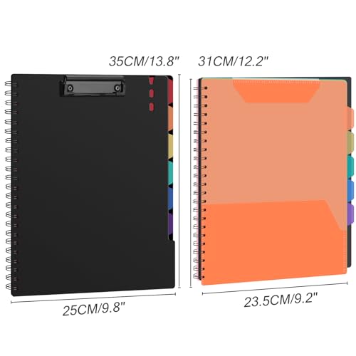 Uquelic Clipboard with Folder Organizer, 12 Pockets Project Organizer - Refillable Lined Notepad (11" x 8.5"), Hardcover Project Organizer with Stay-Put Tabs (Macaron 1 Pack) - Image 5