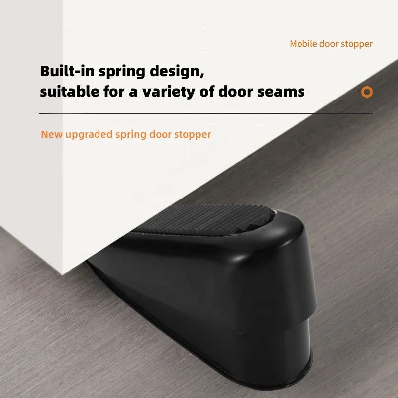 Bluejw Modern Non-Collision Spring Door Stopper - Punch-Free Door Wedge Holder, Non-Slip Thickened Black Rubber, Windproof Moving Door Stops-Tools - Image 5