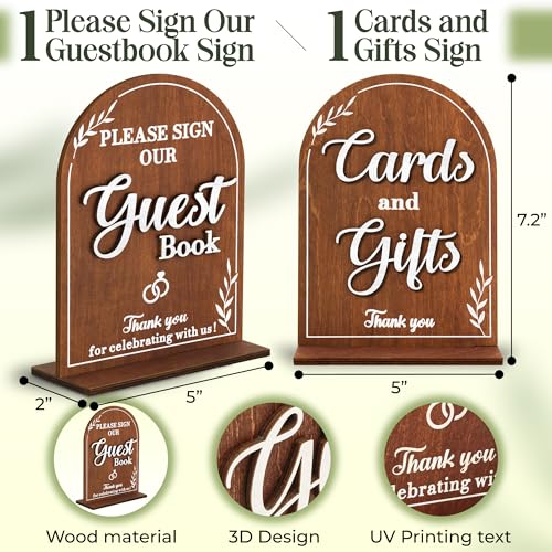 Stofinity Wooden Wedding Signs For Ceremony And Reception - Cards And Gifts Sign, Please Sign Our Guestbook Signs, Rustic Wedding Guest Book Signs Decorative Signage For Table Decor - Image 2