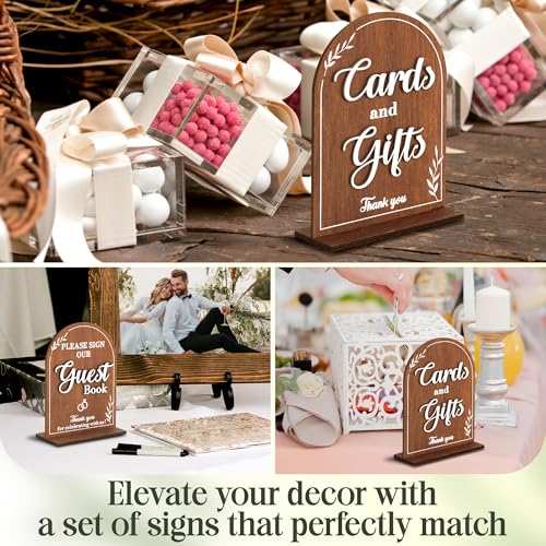 Stofinity Wooden Wedding Signs For Ceremony And Reception - Cards And Gifts Sign, Please Sign Our Guestbook Signs, Rustic Wedding Guest Book Signs Decorative Signage For Table Decor - Image 5