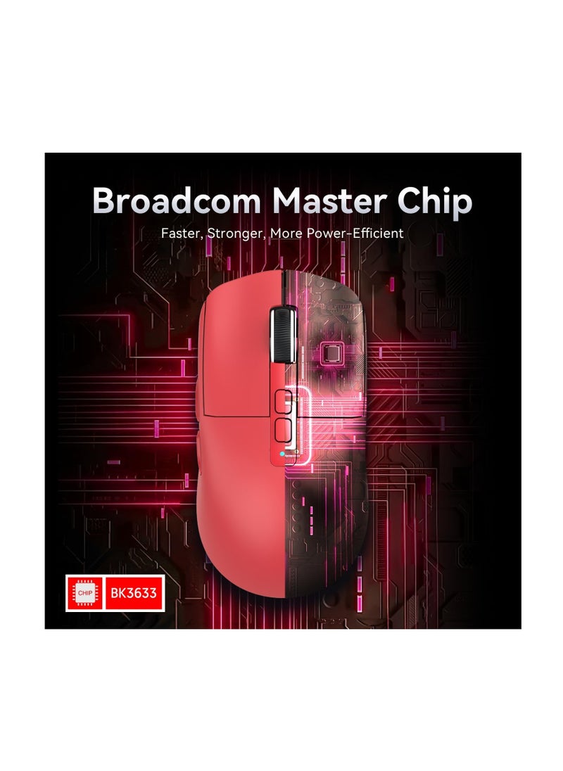 Attack Shark - ATTACK SHARK X6 Lightweight Wireless Gaming Mouse with RGB Backlight Charging Base,Tri-Mode Wired (Red) - Image 1