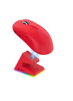 ATTACK SHARK X6 Lightweight Wireless Gaming Mouse with RGB Backlight Charging Base,Tri-Mode Wired (Red)