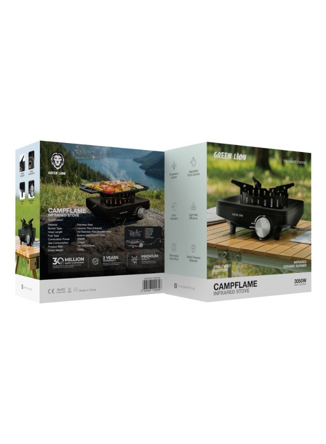 GREEN LION Camp Flame / Infrared Stove / Ceramic Burner / 3050W Heat Output / Adjustable Flame Control / Piezoelectric Ignition / Wind Resistant / High Heat Efficiency / Stainless Steal / Safety Pressure Stabilizer - Image 5