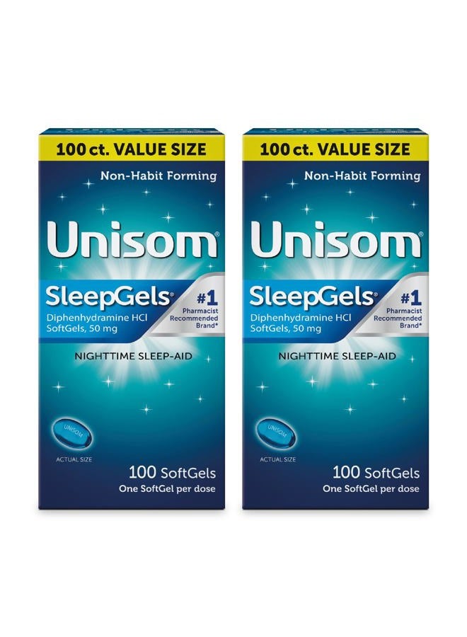 Unisom Nighttime Sleep-Aid Gels, Diphenhydramine HCI 50mg, 100 Count, 2 pk - Image 1