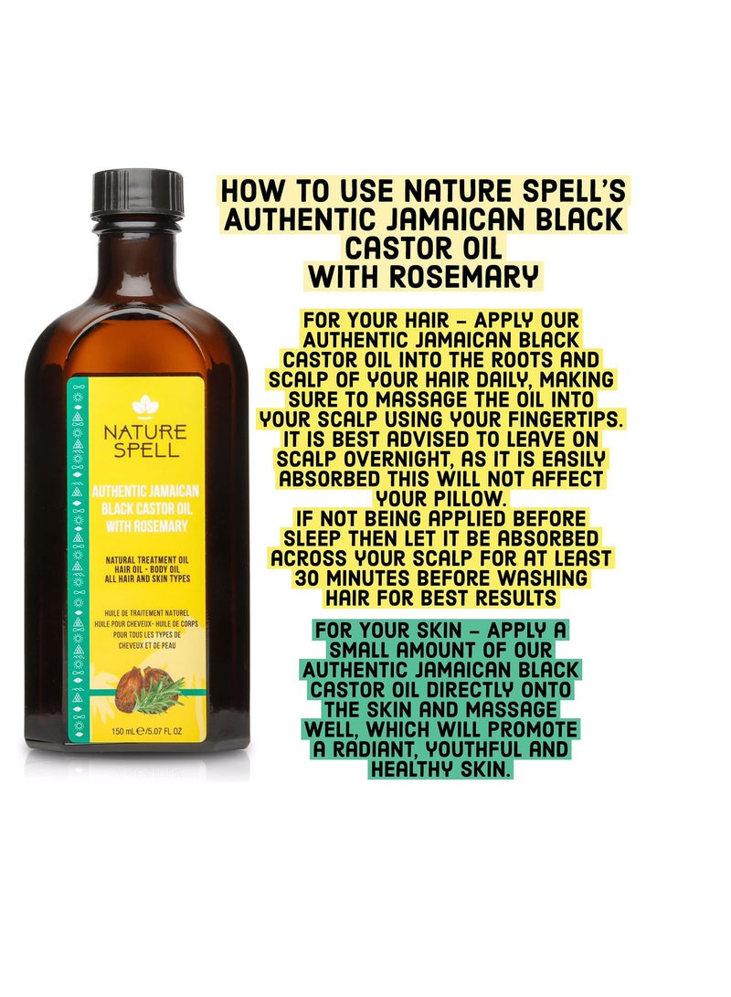 نايتشر سبيل زيت الخروع الأسود الجامايكي مع إكليل الجبل من Nature Spell – لنمو الشعر والعناية بالبشرة – 150 مل - Image 3