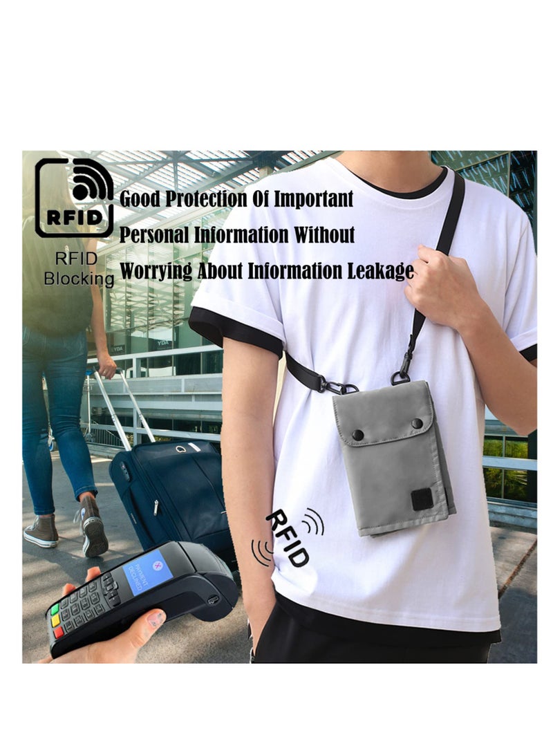 SYOSI Travel Neck Wallet, Passport Holder Neck Pouch For Women & Men, Waterproof Passport Bag And Travel Pouch, Travel Documents Organizer For Cash Credit Card, Shoulder & Crossbody, Grey - Image 3