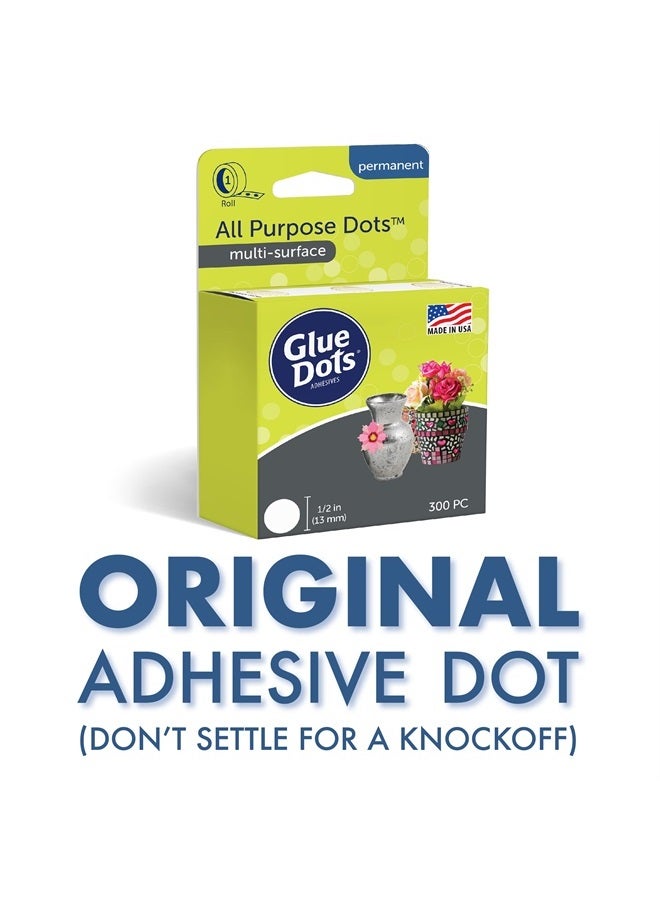 Glue Dots Double-Sided Permanent All Purpose Dots, 1/2'', Clear, Roll of 300 (35340E) - Image 2