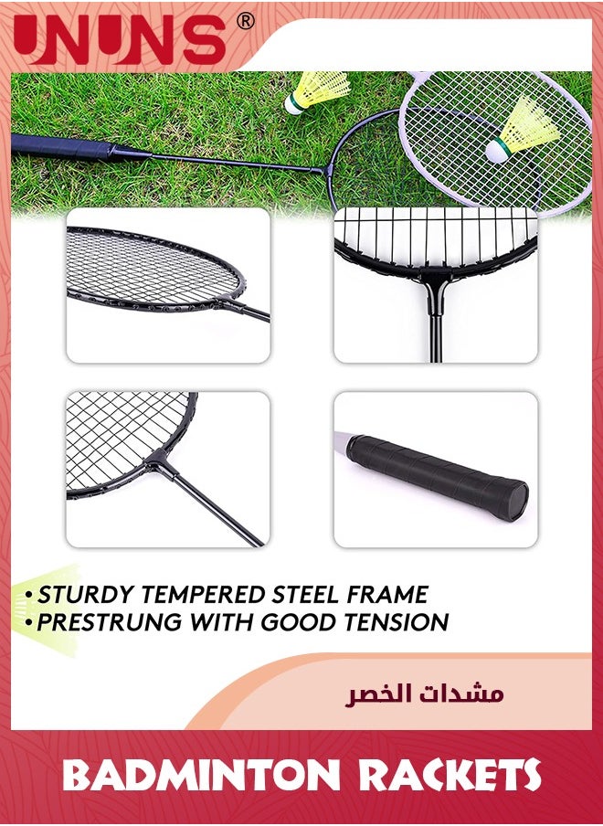 UNUNS Badminton Rackets Set of 4,Complete Rackets Sets-4 Rackets,6 Nylon Badminton Shuttlecocks,2 Carry Bags,Beach Lawn Backyard Game Outdoor Sports,For Beginner Training,Entertainment And Competition  - Image 4