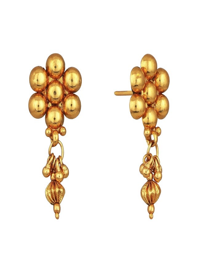 JFL - Jewellery for Less One Gram Gold Plated Traditional Patta Golden Bead Design Long Necklace Set with Adjustable Thread for Women and Girls,Valentine - Image 4